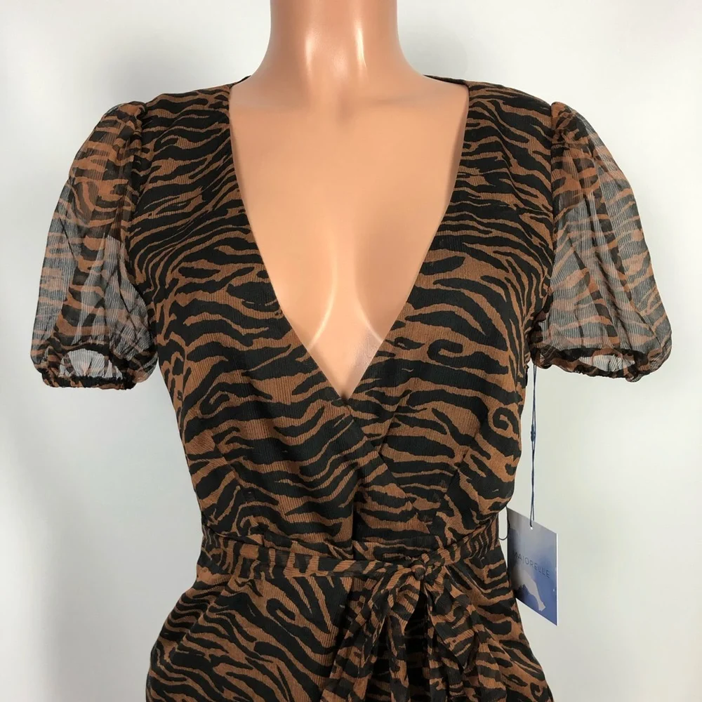 Majorelle Brin Dress Brown Zebra Mini Short Sleeve - Picture 4 of 8